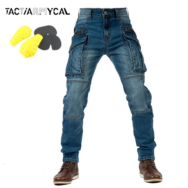 

mens jeans autumn men pants military tactical male multiple pockets cargo pant casual straight dimem trousers plus size s4xl 230328, Blue