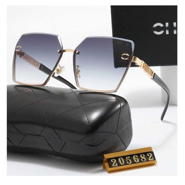 

designer channel sunglass cycle luxurious mens woman glasses counter packaging fashion frameless polarized temperament oversized sunglasses, White;black