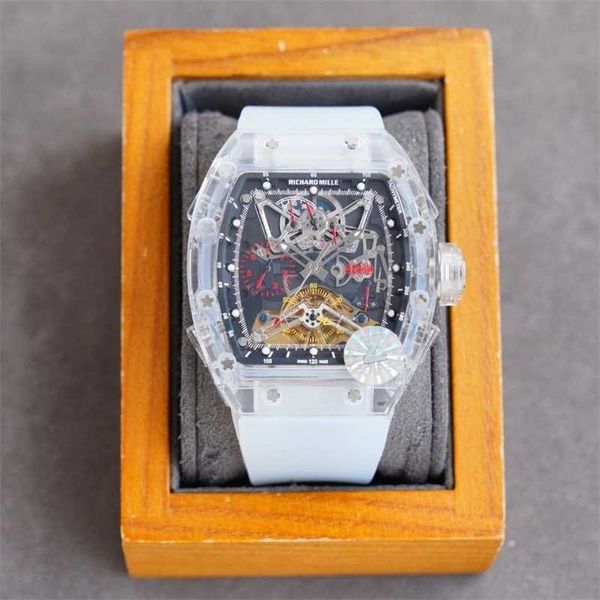 

watche richa milles designer watches casual mens transparent case fully automatic mechanical watch personalized hollow out crystal alternati, Slivery;black