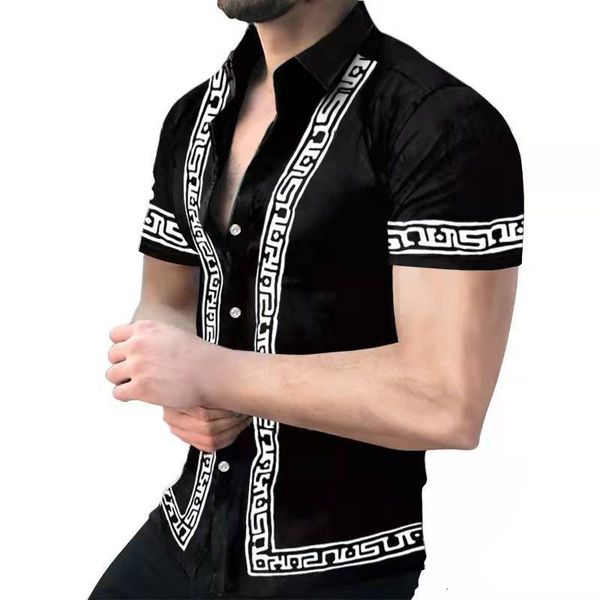

mens casual shirts fashion nation style summer mans black printing turndown collar short sleeve loose hawaiian 230328, White;black