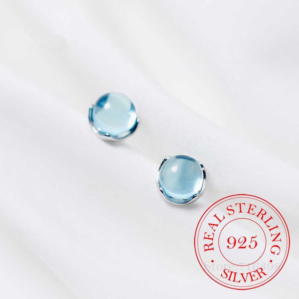 

charm % 925 real sterling silver jewelry blue crystal stud earrings for teen girls friend kid lady wedding jewelry gift aa230327, Golden