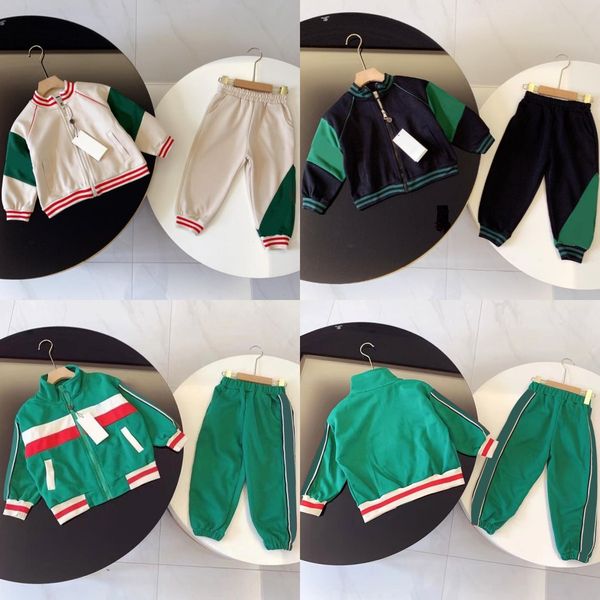 

kids clothing sets boys toddlers designer tracksuits children two piece casual sport outfits youth kid letters zipper jackets coats pants s, White