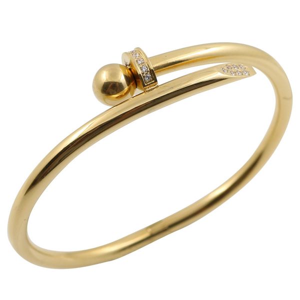 

bangle stainless steel gold color crystal bracelets luxury brand stylish screws bangle for women girl decoration jewelry accessory gift 2303, Black