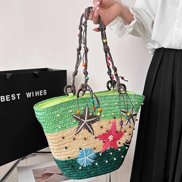 

evening bags starfish shoulder hand embroidered beaded bohemian straw summer fashion casual simple elegant for travel vacation 230328