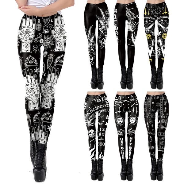 

women s leggings vip fashion woman gothic steampunk print trousers elastic vintage skinny pencil pants ankle length cosplay bottom 230328, Black
