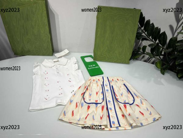 

kids designer clothes child sets baby dress 2pcs summer letter printed t-shirt and leopard print skirt new arrival size 90-150 cm mar08, White