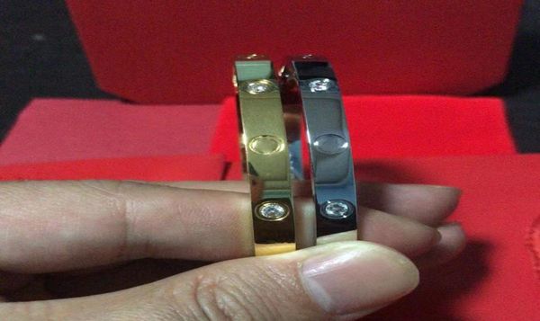 

316l tititanium classic bangles bracelets for lovers wristband bangle rose gold couple bracelet for valentine039s day with box 4779715, Black