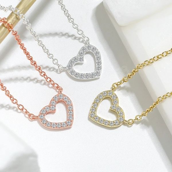 

korean fashion necklace for women small heart cz zircon necklace pendant gold silver clavicle chain birthday party jewelry gift