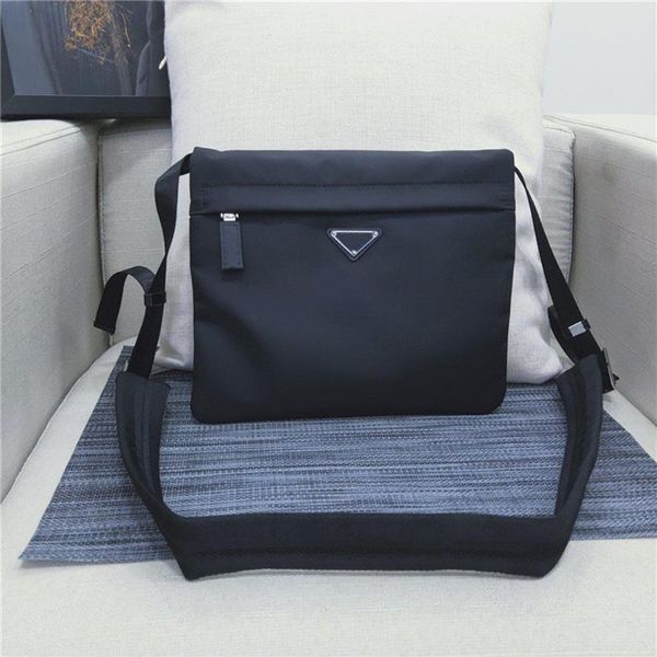 

058 fashion one-shoulder bag men's leisurebag unique triangular logo multiple pockets two zipper bags and buttonbags289x