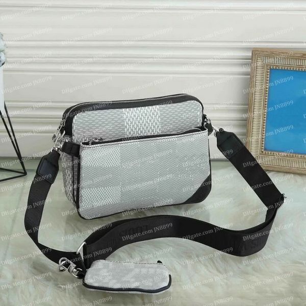

designer bags 3pcs set men shoulder bag classic luxury grey plaid handbag crossbody bag leather handbags clutch tote messenger shopping wall