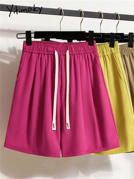 

women's shorts yitimoky drawstring shorts for women summer korean fashion high waisted baggy shorts office ladies solid casual shorts 2, White;black