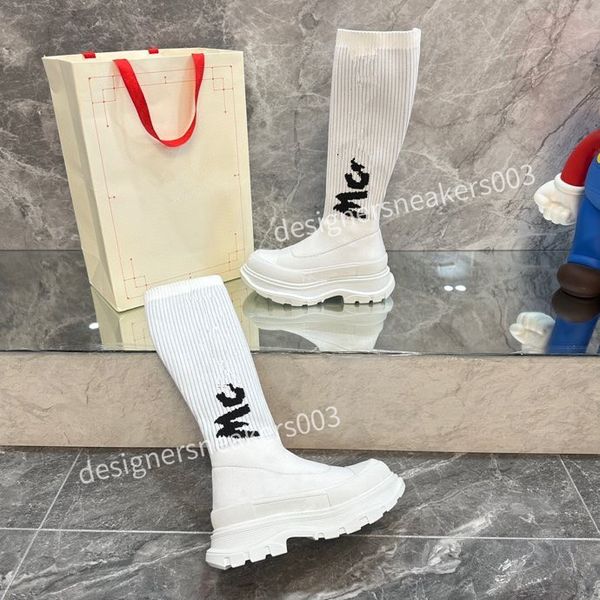 

designer womens heels autumn and winter knitted elastic boots socks and knee boots fashion stockings shoes long boot2023, Black