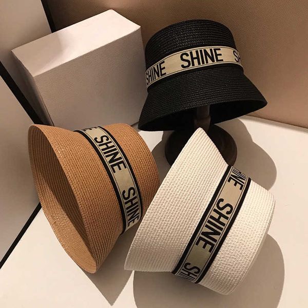 

wide brim hats 2022 new retro bucket hat designer letter fisherman hat women's summer beh vation straw hat sun visor hat yf0561 p230327, Blue;gray