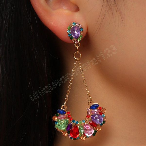 

colorful collection long pendant women's dangle earrings luxury tassel colorful zircon crystal vintage charm jewelry gifts, Silver
