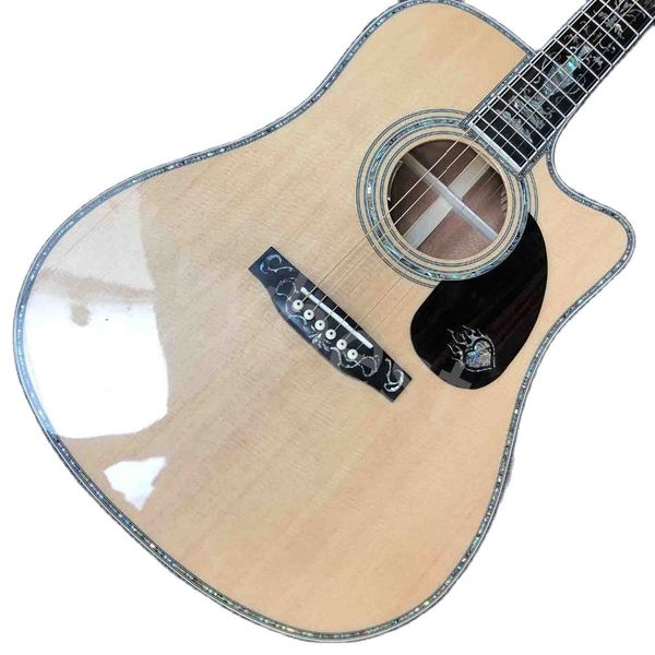 

custom cutaway solid spruce koa back side acoustic guitar