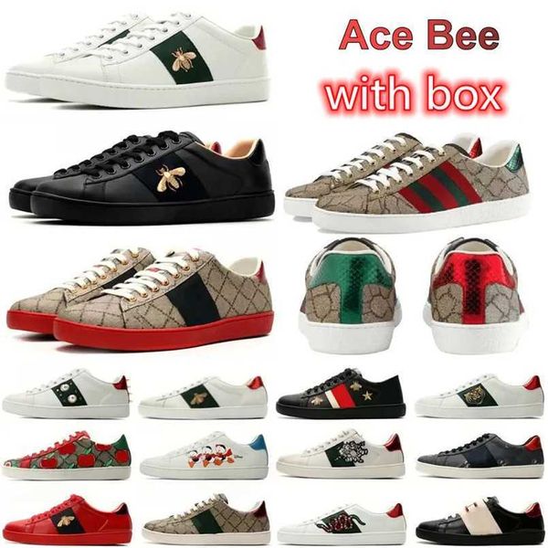 

Casual Shoes Luxury Designers ACE Sneakers Casual Dress Tennis Shoes Men Women Lace Up Classic White Leather Pattern Bottom Cat Tiger Print Sports Lover Trainers, 18