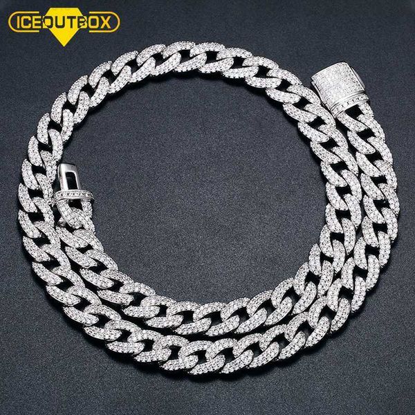

10mm white gold iced out cuban necklace urban choker curb chain men, Golden;silver