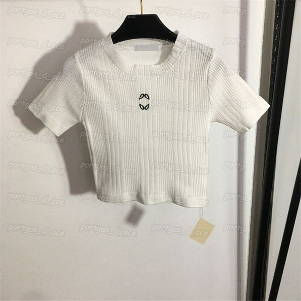 

embroidered women t shirt white black knit fashion street style t shirts