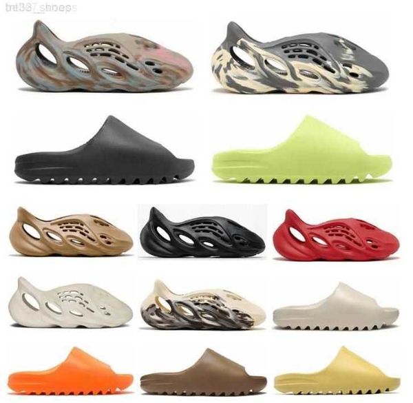 

with box designer slippers men woman slider foam runner vermillion mineral blue onyx pure sandals slide slipper ochre bone resin clog des dj, Black