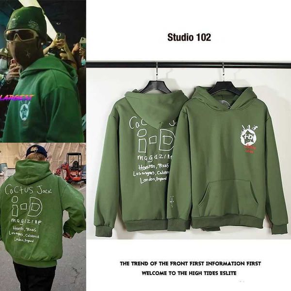 

travisscott i-d id magazine the ua issue hoodie green, Black