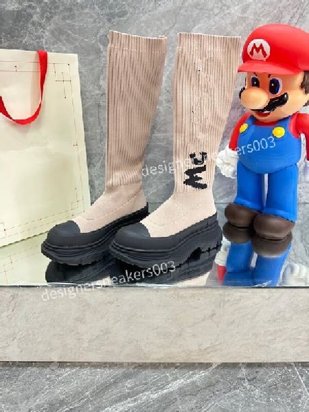 

new women fashion leisure women heels autumn and winter knitted elastic boots socks and knee boots fashion stockings shoes long boot2023, Black