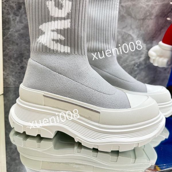 

2023womens new socks shoe designer women's coach socks long boots knitted women's walking black lace, Red;white