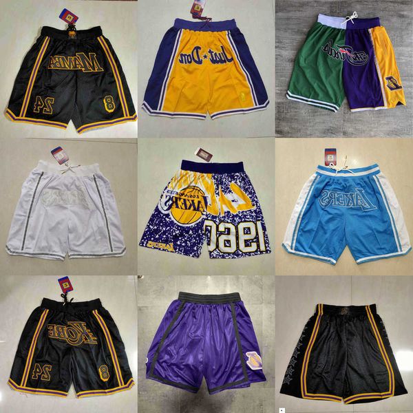 

2023 los angeles''lakers''men throwback basketball shorts pocket purple, Black