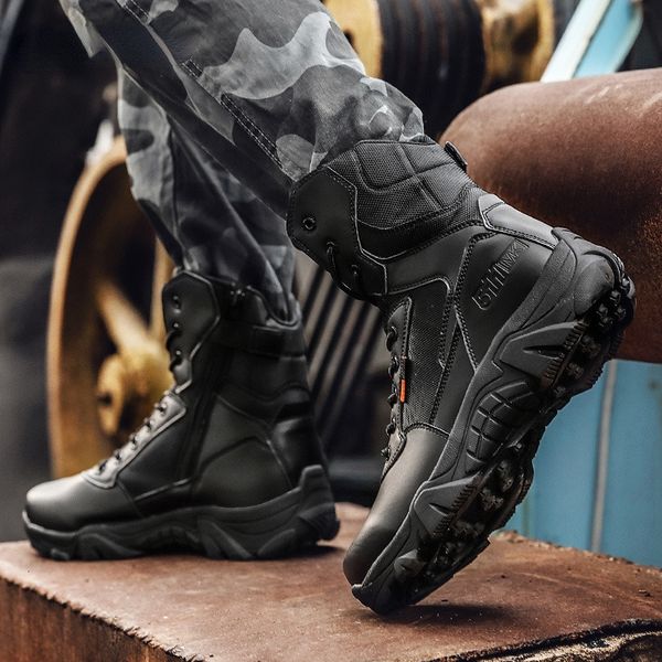 

boots military leather combat boots for men combat bot infantry tactical boots askeri bot army bots army shoes waterproof 230327, Black