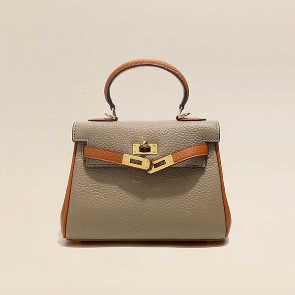 

birkins contrast mini kel bag leather shoulder bag new lychee pattern layer cowhide messenger handbag 6cgh