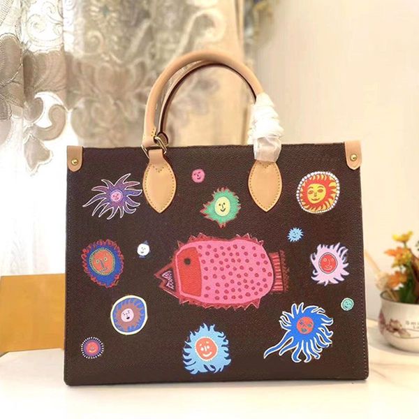 

graffiti tote bag women designer bag louiseits fashion onthego handbags shoulder crossbody bags viutonits classic letter floral leather mom
