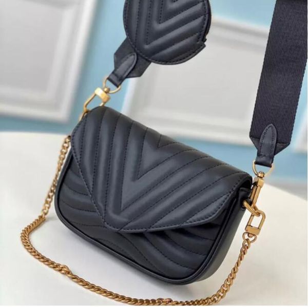

designer shoulder bags 2-pieces sets women handbags fashion classic coin purse totes woman chain sewing thread metal sign crossbody bag 4 co
