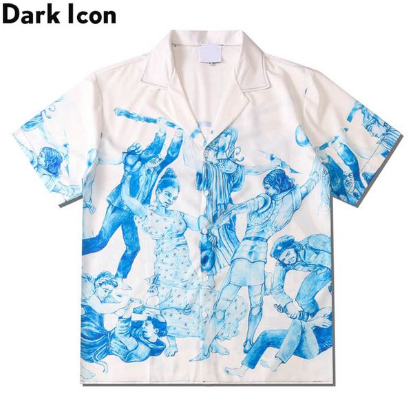 

mens casual shirts dark icon printed hawaiian men summer vintage polo street fashion short sleeve 230328, White;black