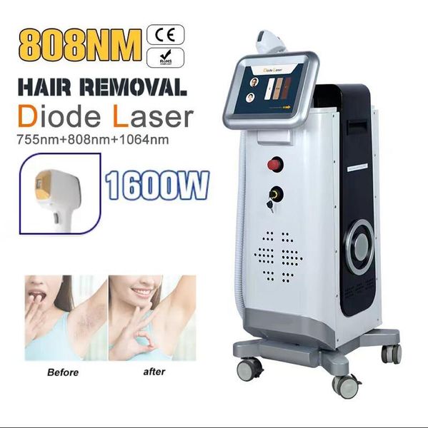 

directly effective ice platinum 1600w diode laser 808 diode laser hair removal machine skin rejuvenation professional painless hair remove b, Black