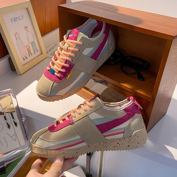 

dress shoes casual color matching women shoes fashion lace up round toe women sports shoes outdoor trend walking sports shoes women 230327, Black