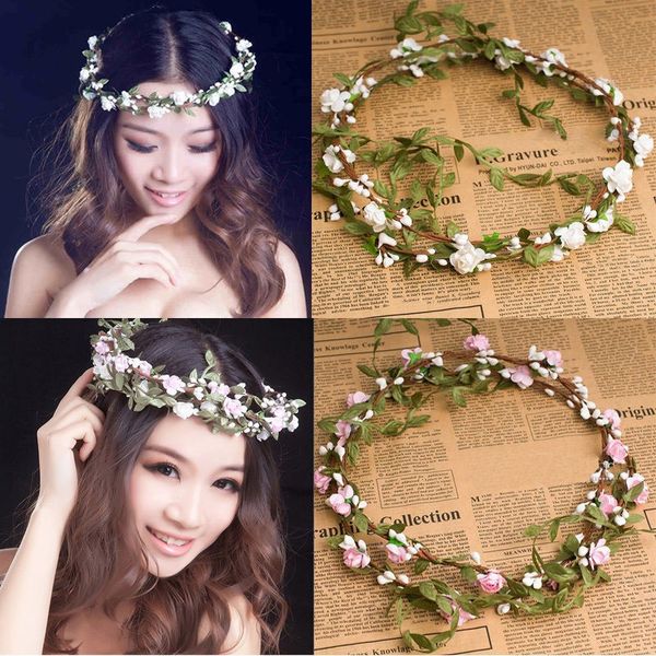 

bridal hair wreath headband wrist flower wedding veils headpieces accessories for bridesmaid wedding hats headdress quinceanera tiaras 15 bo