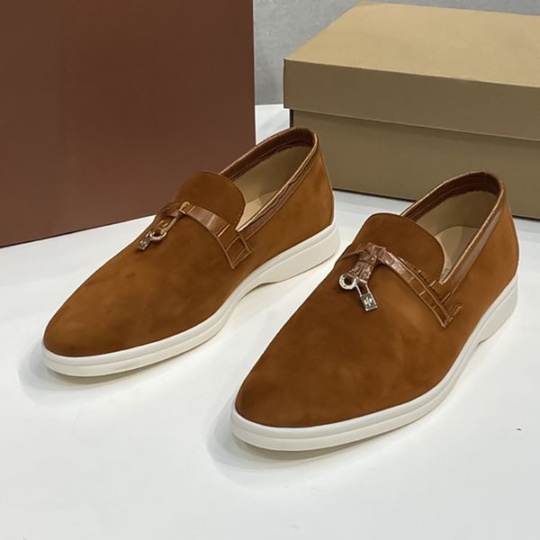 

lp piana shoes 2023 genuine leather casual lefu casual mens shoes breathable shoes womens shoes luxury designer british vintage soft sole ha, Black