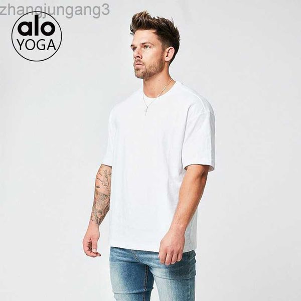 

designer alos yoga men's quick dry t-shirt fitness running loose fit sports crew neck summer sports training 2023, White;black