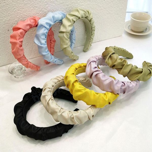 

fashion women's hair accessories fresh color pleated hairband spring turban casual headband, Slivery;white