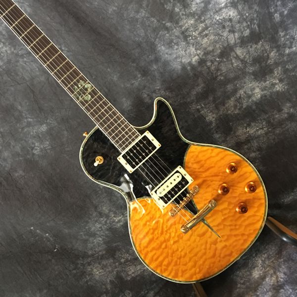 

guitar, quilted map electric guitar guitar body colored mahogany strip edge, guita