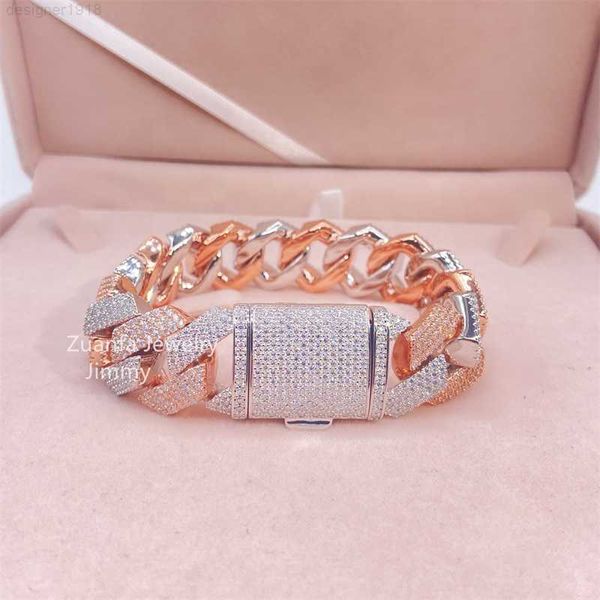 

buss down customized 20mm 4row width heavy iced out jewelry bust miami vvs moissanite bracelet, Silver