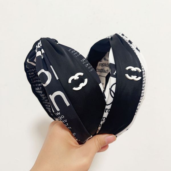 

korean fabric headband womens romantic gift black hai hoop brand monogram hairband springtime fashion versatile hairband couple family, Silver