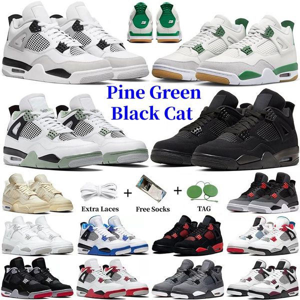 

4 4s x pine green basketball shoes for men women jumpman pn dust military black cat sail red thunder white university blue cool grey mens sp