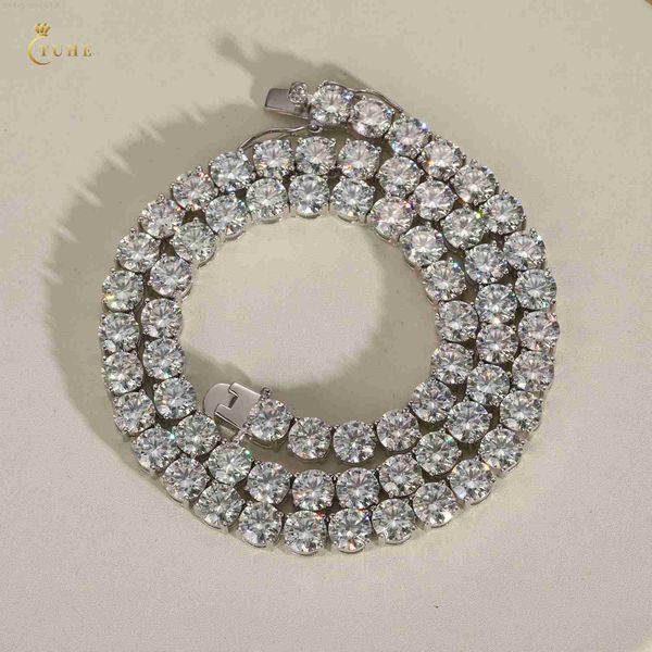 

women jewelry white gold plated 925 sterling silver d color vvs clarify moissanite diamond cluster tennis chain necklace