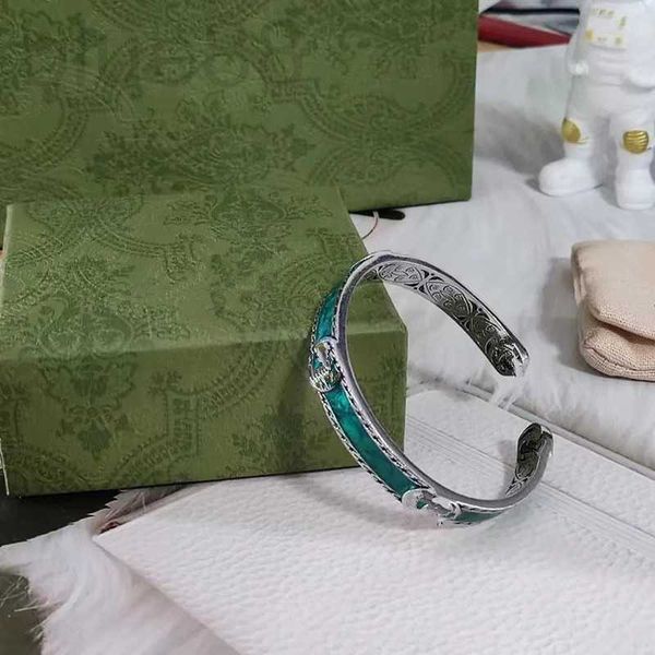 

bangle designer double g interlocking enamel green love fearless tiger head fairy bracelet for male and female lovers slae, Black