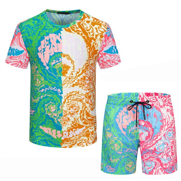 

men's tracksuits, tracksuits,tracksuit men's sportswear t-shirt new flower tiger print shirt casual down short sleeve fashion summ, Gray