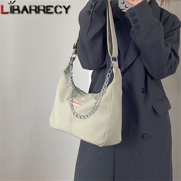 

evening bags fashion chain shoulder strap design quality nylon ladies bag solid color women crossbody for students bolsos 230327