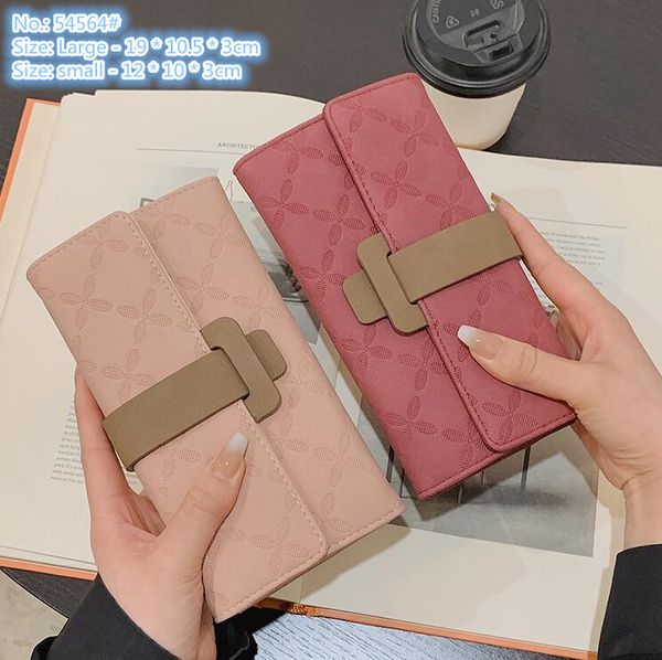 

ladies shoulder bags 4 colors sweet little fresh color matching leather wallet simple atmosphere folding fashion long wallets street fashion, Red;black
