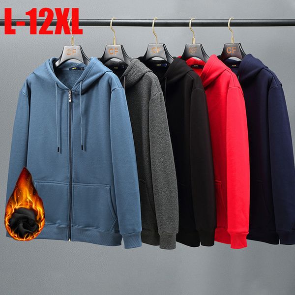 

mens hoodies sweatshirts 12xl 10xl hoodie pria luar ruangan bulu domba ukuran besar musim semi gugur kardigan kutub jaket sweter bertudung k, Black