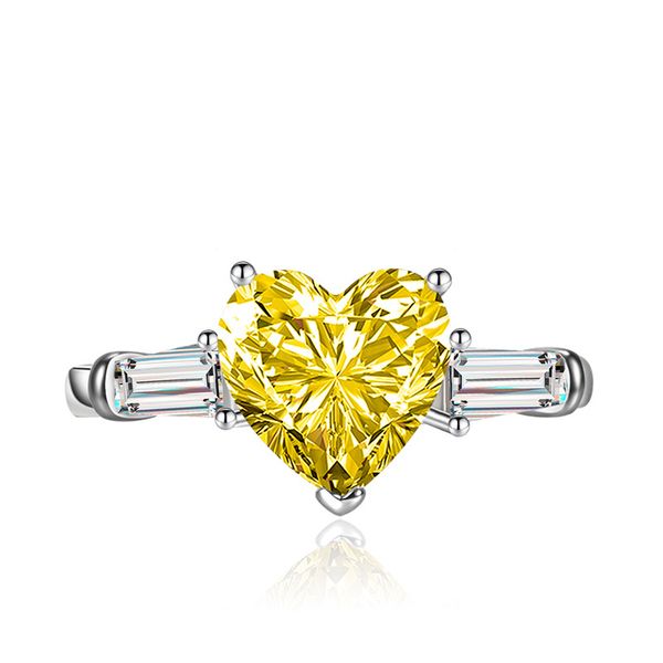 

wemon solitaire ring heart style zircon colored gemstone engagement wedding jewelry plated 5pcs/lot, Golden;silver
