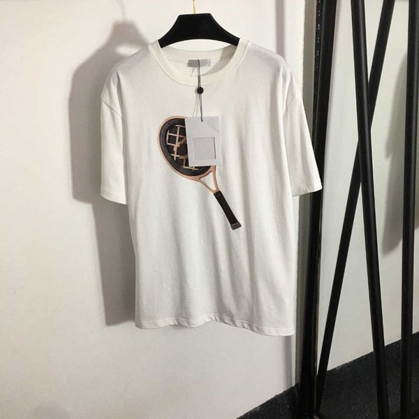 

23ss tee womens t-shirt designer clothes women round neck pure cotton badminton racket fashion printed short sleeve t-shirt women clothes, White